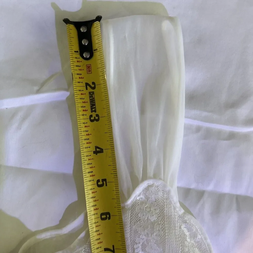 Vintage Luxite by Kayser White Nylon Lace Nightgown Slip Sz 32 Gathered Waist